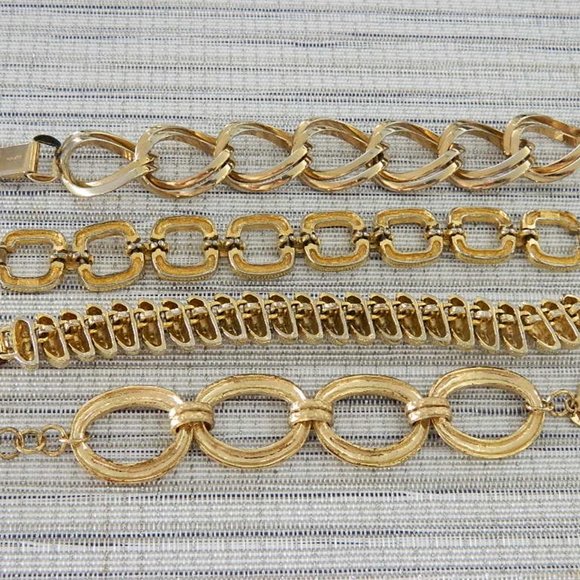 4 Vintage Mid-Century Brass Bracelets, 3 Branded Well know names - Picture 4 of 8